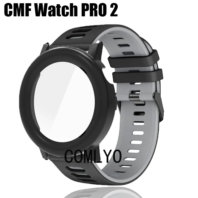 2in1 For CMF by Nothing Watch Pro 2 Strap Case Smart Watch Protector Full Cover Protective Bumper Cases Shell for Women men