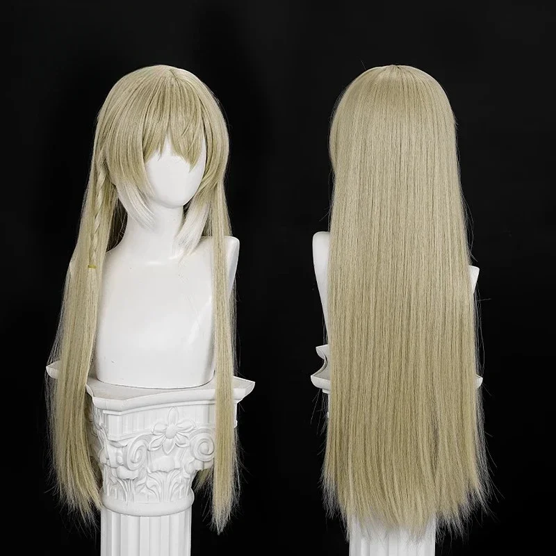 CosplayVulpisfoglia Cosplay juego Arknights peluca Cosplay Vulpisfoglia pelo Okra peluca de pelo largo amarillo para Halloween Navidad juego de rol