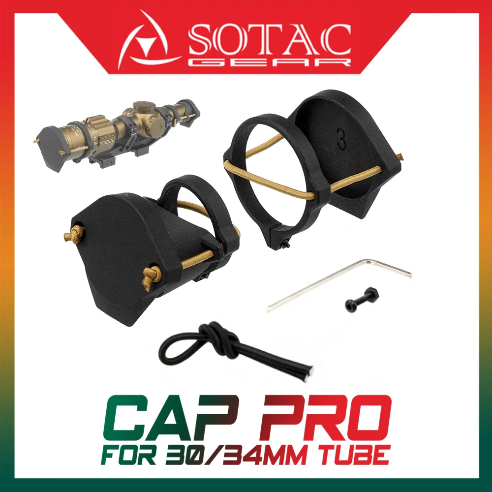 SOTAC Tactical Cap Pro Optics Scope Protective Cover For 30/34mm Tube Scopes Made From 3D Printing Black/TAN Color