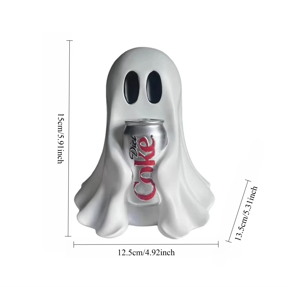 Ghost Soda Can Resin Statue, Spooky Drink Holder Figurine, Dark Gothic Christmas & Halloween Desktop Ornament, Funny Home Decor