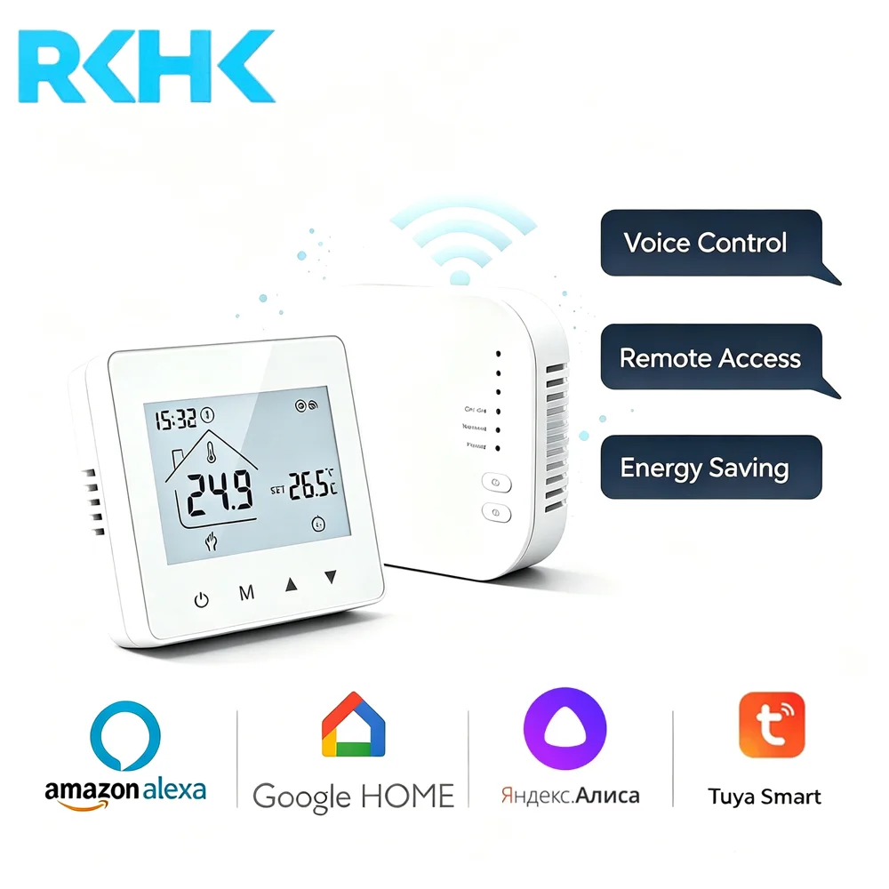 RKHK Wifi Wireless Thermostat for Gas Boiler Floor Heating Tuya RF Smart Temperature Controller Programmable Google Home Alexa