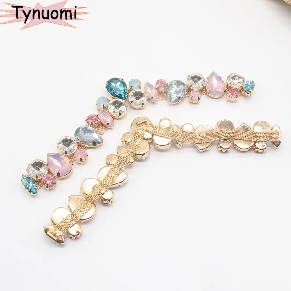 New Pink 9.5x9.5cm 1 Pair Crystal Shooe Sandal Chain Bikini Connector DIY Clothing Decoration Buckles Foot Jewelry