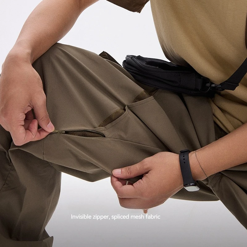 Уличная горная серия, влагоотводящие быстросохнущие брюки с эластичной сеткой, повседневные брюки унисекс для пешего туризма