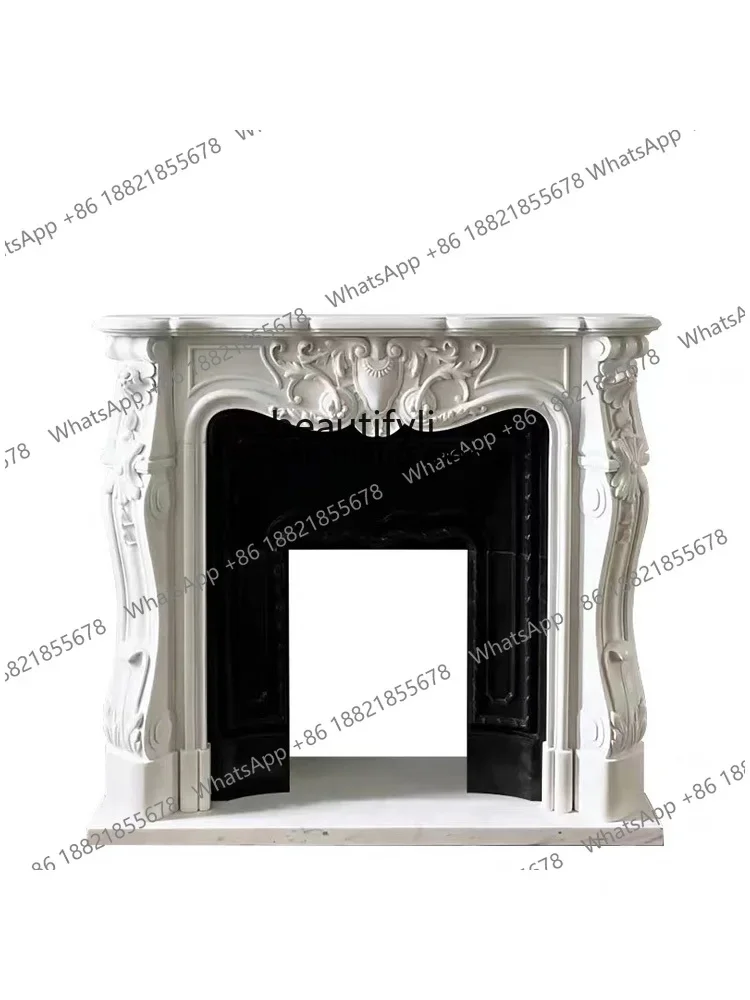 French Marble Hand Carved Stone Carving Fireplace White Marble Material Embossed Curio CabinetzG185