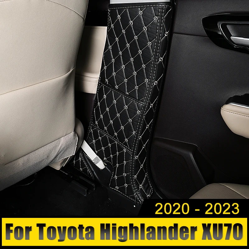 

For Toyota Highlander XU70 Kluger 2020 2021 2022 2023 Hybrid Leather Car B-Pillar Protector Pad Anti-kick Anti-dirty Case Cover