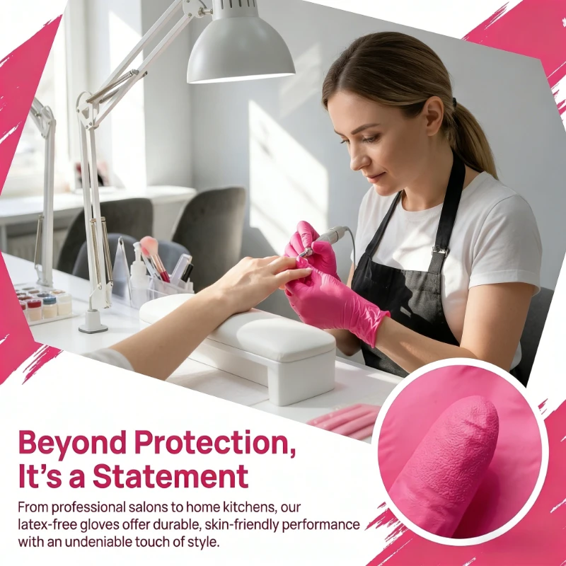 10-100PCS Pink Nitrile Disposable Gloves,for Cleaners Beauticians, Rubber Powder-free Latex-free Work Glove, Safety Protection