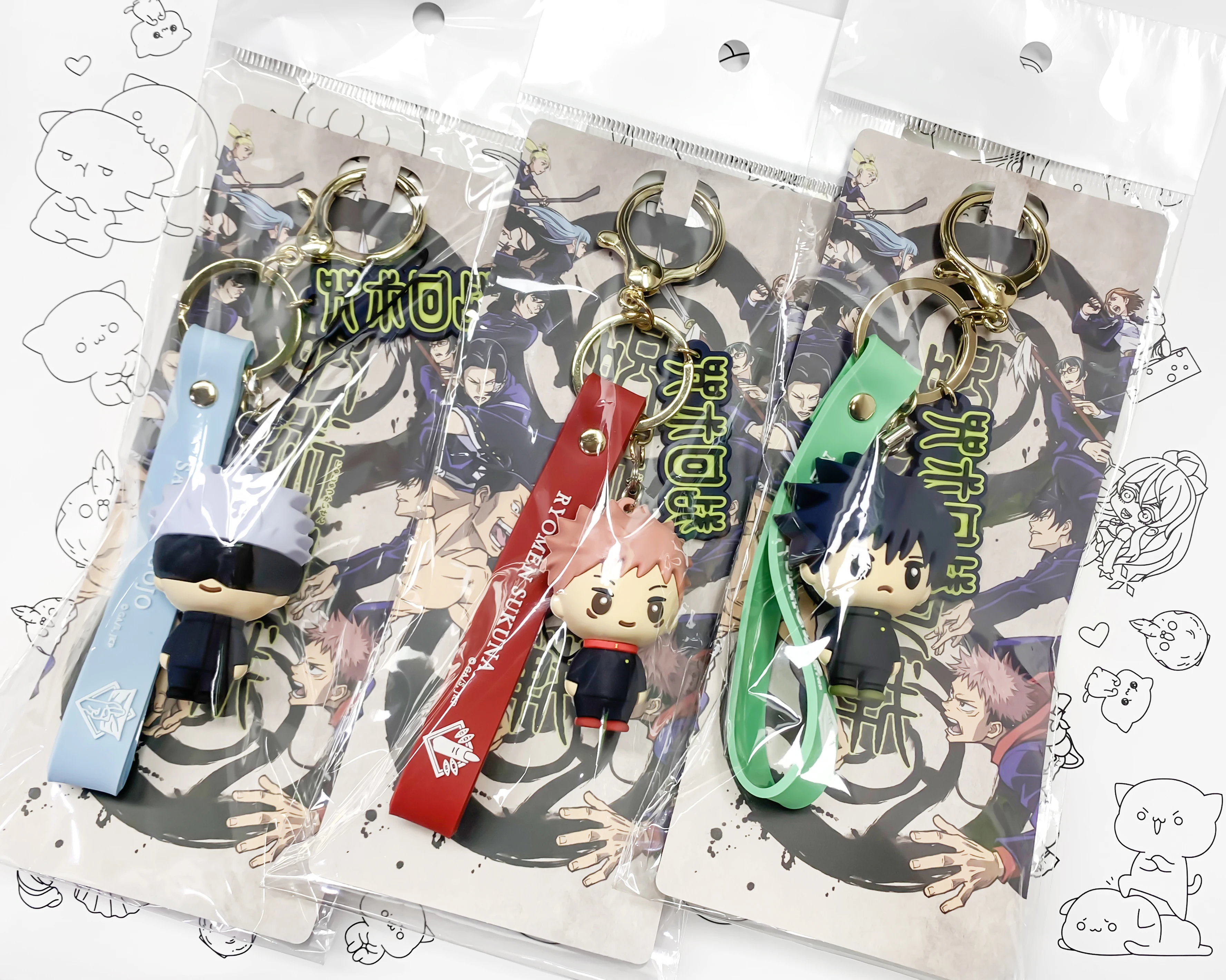 พวงกุญแจอนิเมะ Jujutsu Kaisen รุ่น Q กล่องสุ่ม โกโจ ซาโตรุ อิทาโดริ ยูจิ ของสะสม ของเล่นตกแต่งสุดเทรนดี้ ของขวัญ