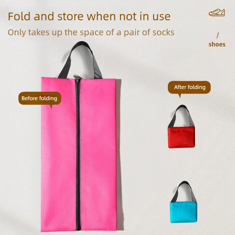 3PCS Travel Shoe Storage Pouch Waterproof Fabric Zipper Handbag Portable Dust‑proof Shoes Organizer Bag For Home Business Trip