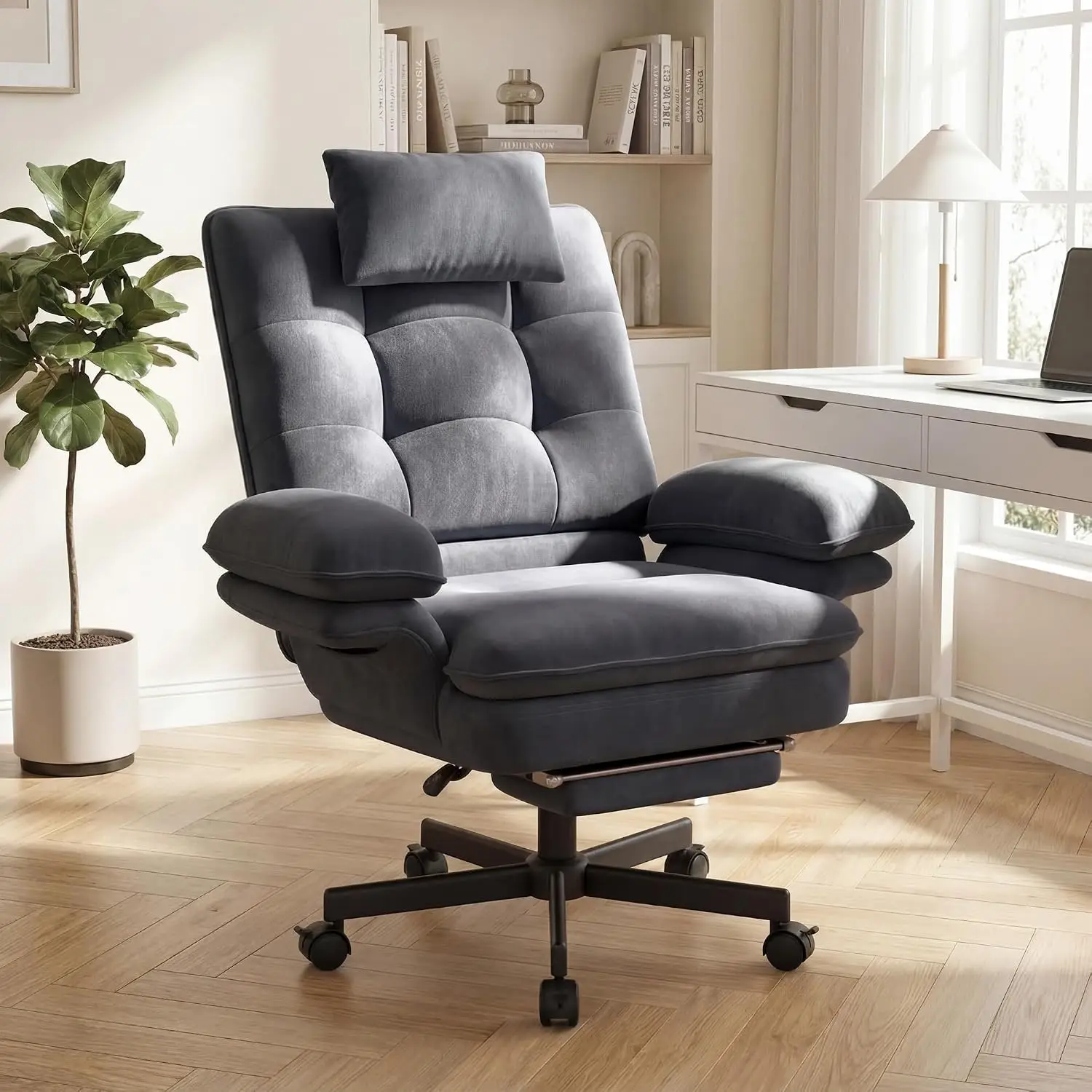 Criss Cross Office Chair with Flip-Up Armrests and Headrest, 135° Reclining Swivel Velvet Criss Cross Chair with, Customized