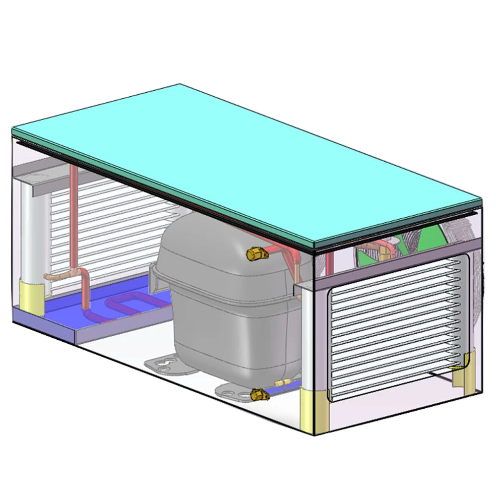 26cc/rev Low temperature Condensing Unit with air cooled HEX is great choice for walk-in cold rooms or portable containers