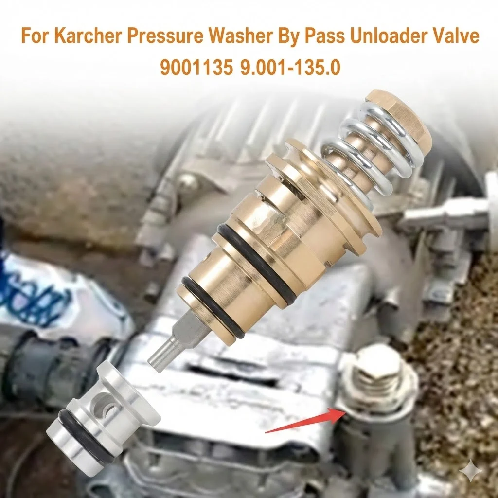 Válvula de Descarga Karcher By-Pass 9001135 Soluciona Problemas de Baixa Pressão e Bomba Substituição Direta da Peça OEM 9.001-135.0 Compatível com a Série K