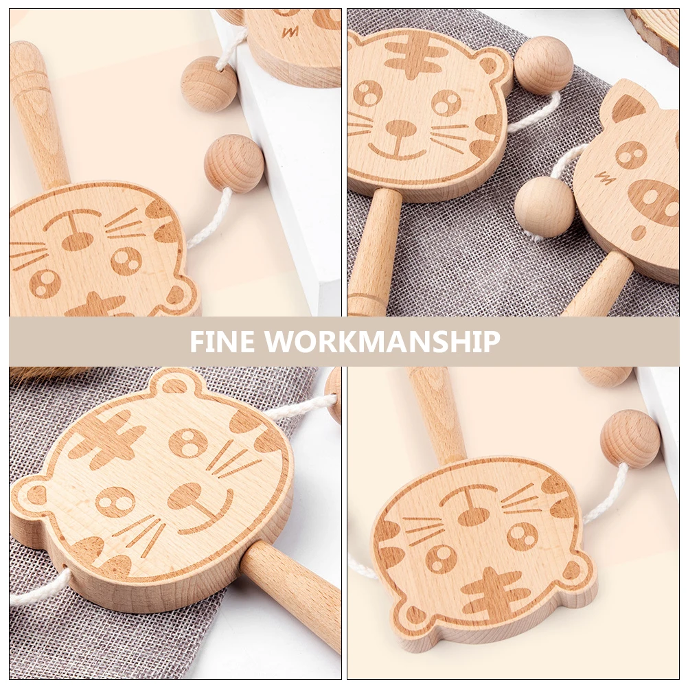 

1pc Solid Wood Rattle Baby Toys Musical Instrument Kids Educational Intelligence Grasp Hand Bells Jingle Toddler