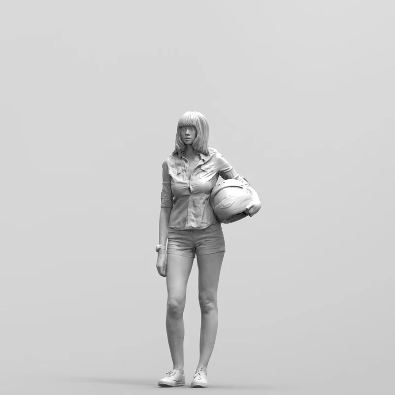 

1/35 Motorcycle Girl Style Resin Model Figure Gk Micro Miniature 3d Printed White Model Toy Unassembled And Unpainted Kit