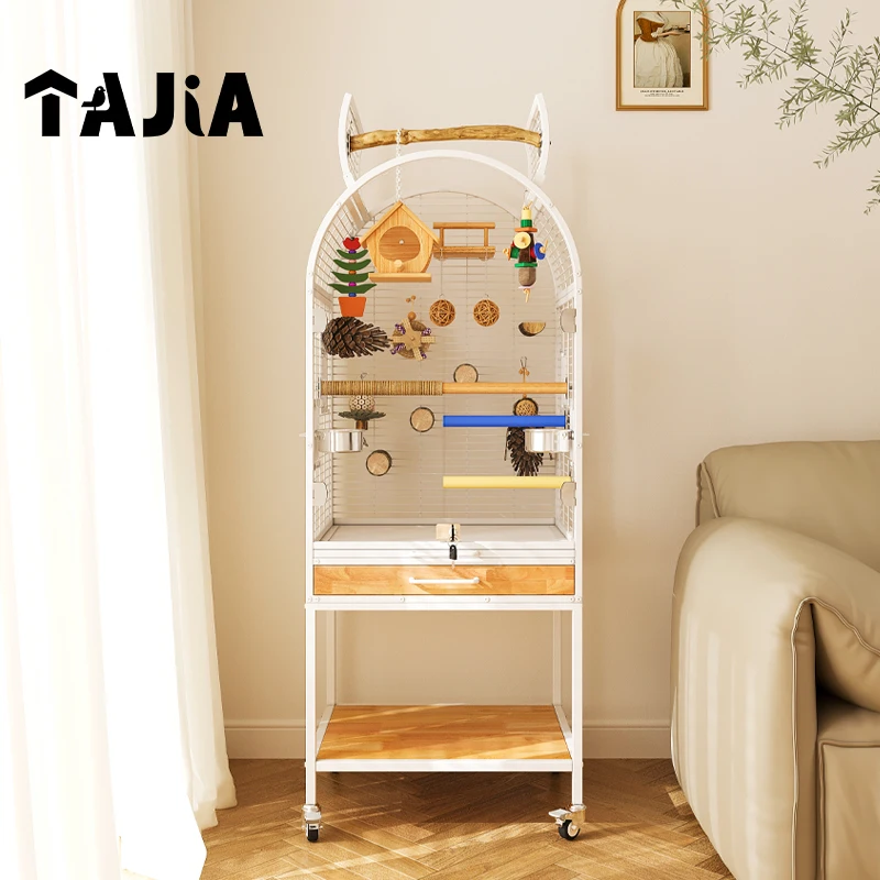 XL Parrot Bird Cage Luxury Bird Villa Large Household Solid Wood Splash-Proof New Style Cockatiel