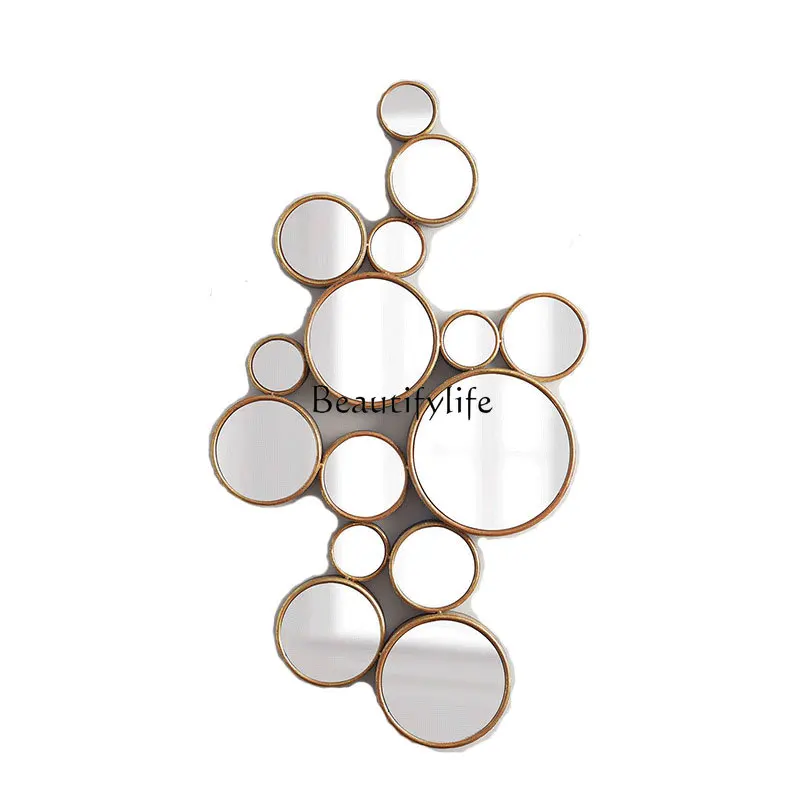 

Golden American bathroom mirror entrance living room decorative mirror European combination background