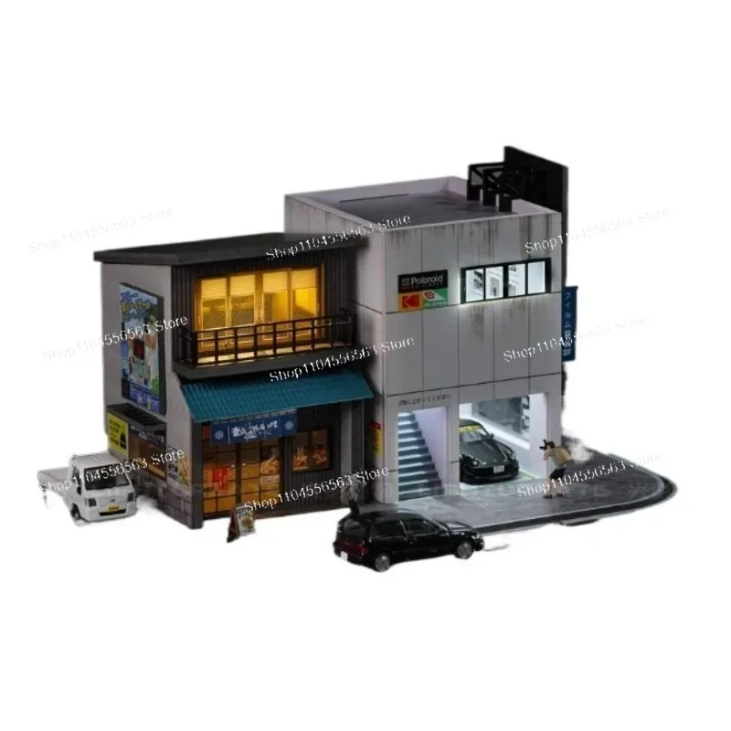 1/64 Scale Restaurant & Film Shop Combination: Parking Space Architectural Ornament Scene Model