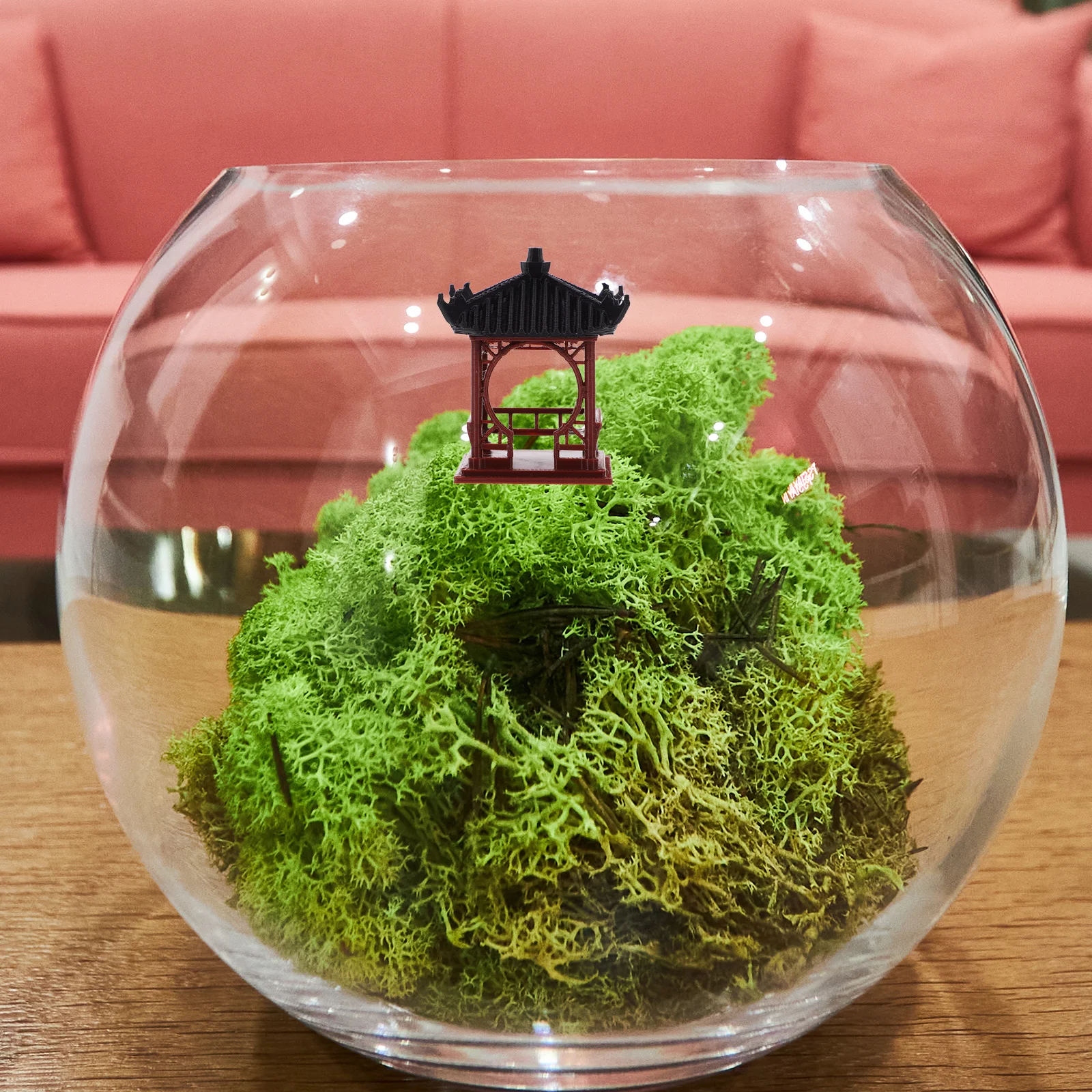 Miniature Pavilion Bonsai nament Lightweight Plastic Statue Garden Decor Fish Tank Aquarium Adornment Figurine Simulation