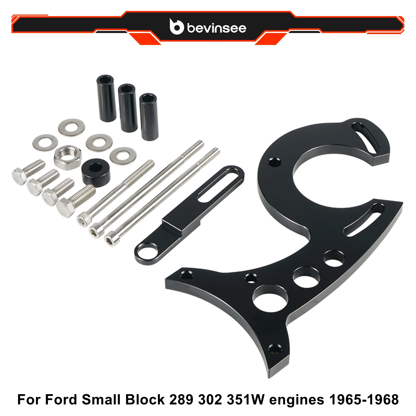 

BEVINSEE Power Steering Bracket for Ford Small Block 289 302 351W Engines 1965 1966 1967 1968