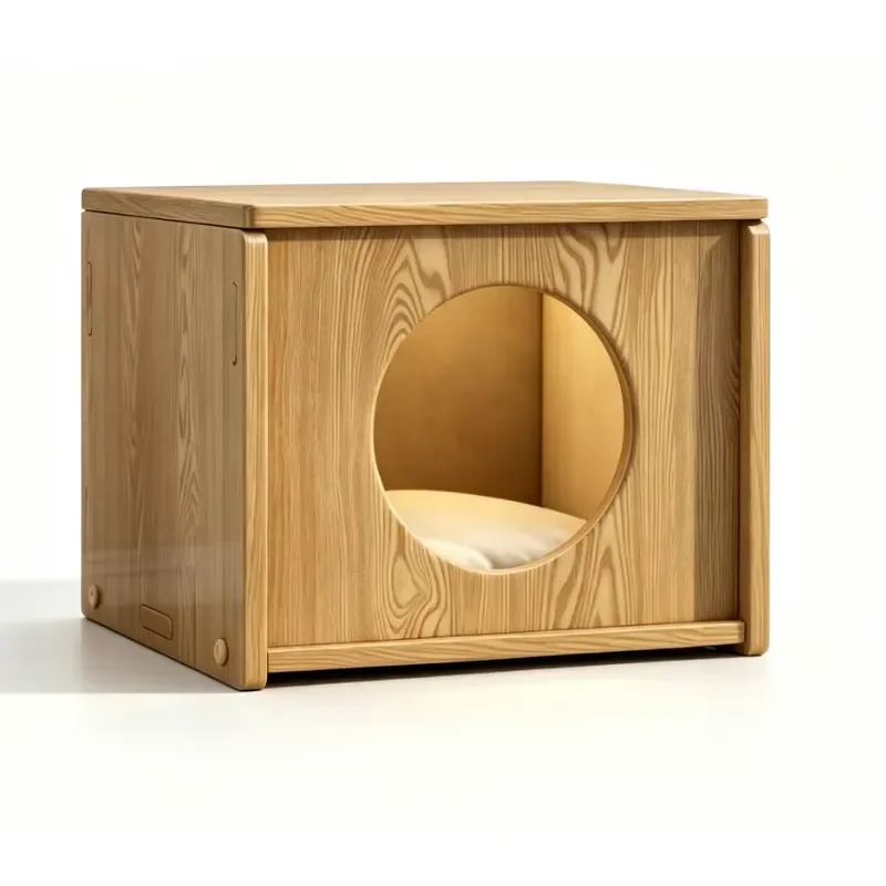 Pettoyglobal Luxury Modern Solid Pet Furniture Indoor Square Multi-Layer Plywood Nest Bench for Cats Living Customizable No