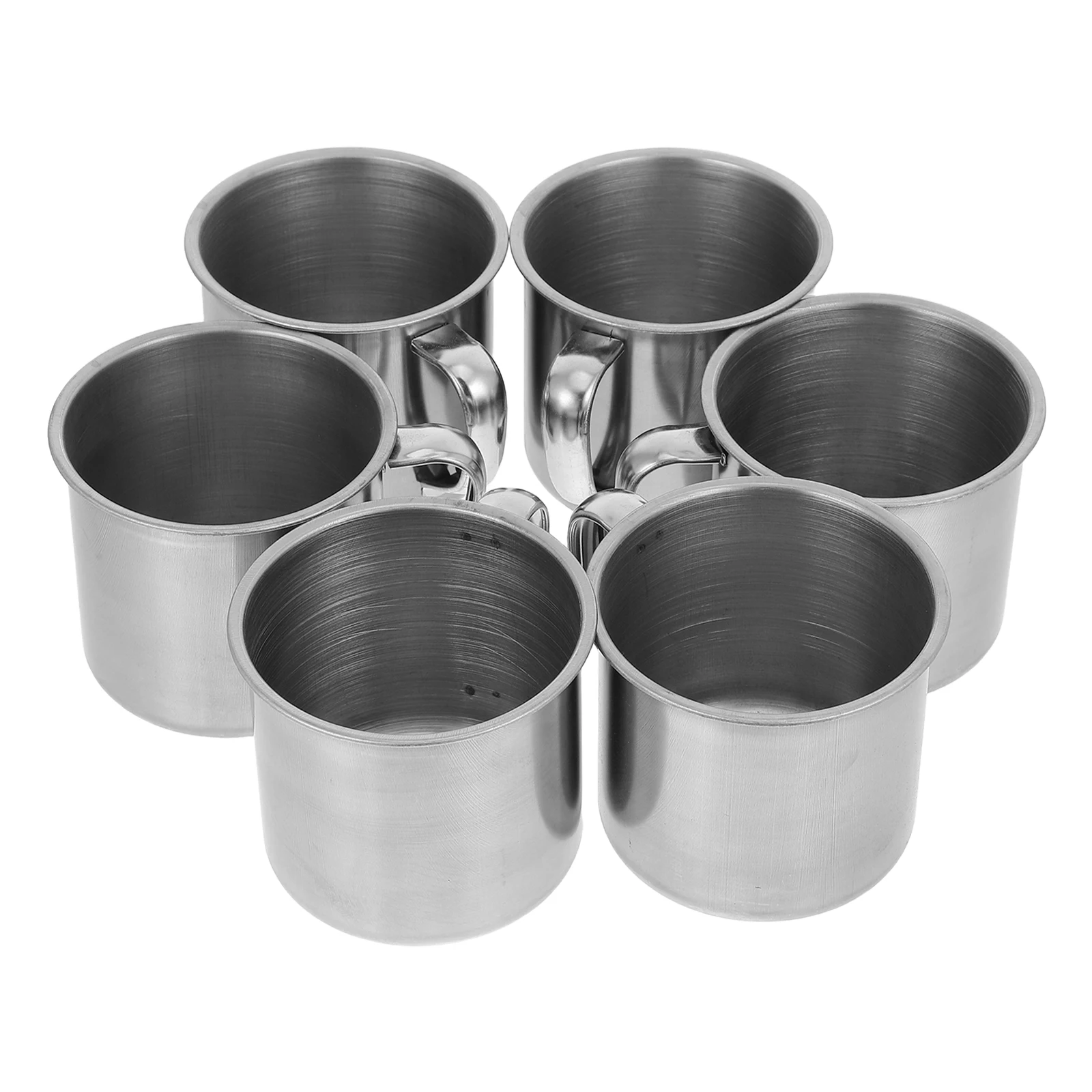 

6pcs Stainless Steel Kids Water Cups 190ml Capacity Handle Design Coffee Mugs Tea Cups Easy Clean Home Use