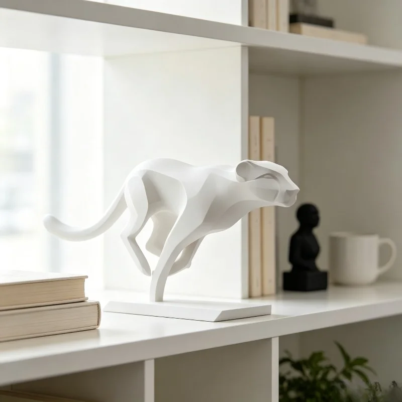 3D Printing Minimalist Cheetah Sculpture Ornament, Modern Art Desktop Decoration, Dynamic Modeling Figurine Desk Decoration