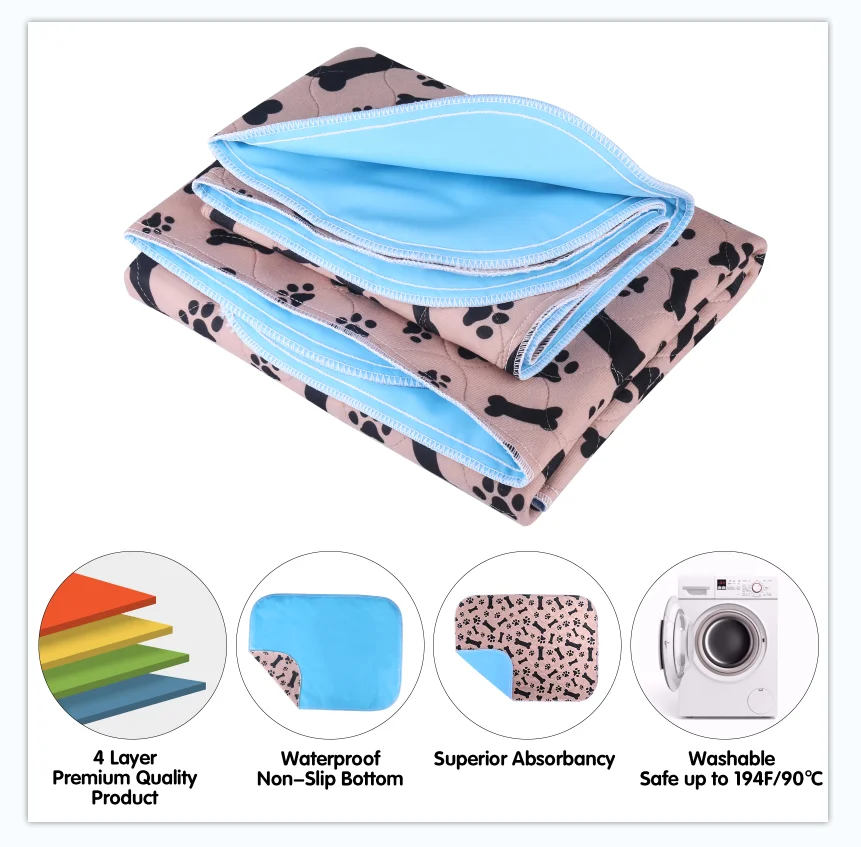 Hot Wholesalers Washable Pet Training Pads Extra Absorbent Dog Mats Reusable Non-slip Bottom Puppy Pee Pads For Dogs