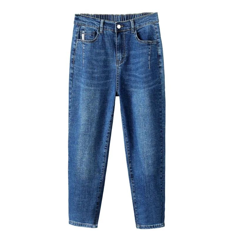 

2026 Spring Autumn Washed Denim Harlan Pants Women's Stretch Jeans Oversize Loose Casual Trousers Elastic-waist Vintage Jeans