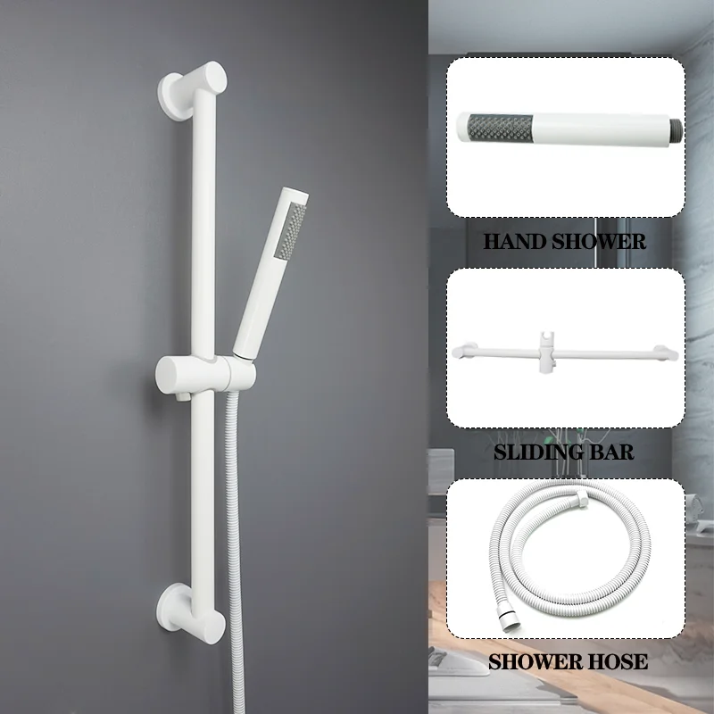 Bonderis Einstellbare Dusche Lifting Bar Stange mit Dusche Halter Weiß Dusche Spalte Riser Rutsche Bar Bad Dusche Schiebe Bar