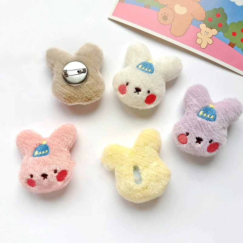 Cartoon Plush Doll Brooch For Women Girls Cute Fashion Little Rabbit Brooch Backpack Clothing Decoration Accessories Gifts