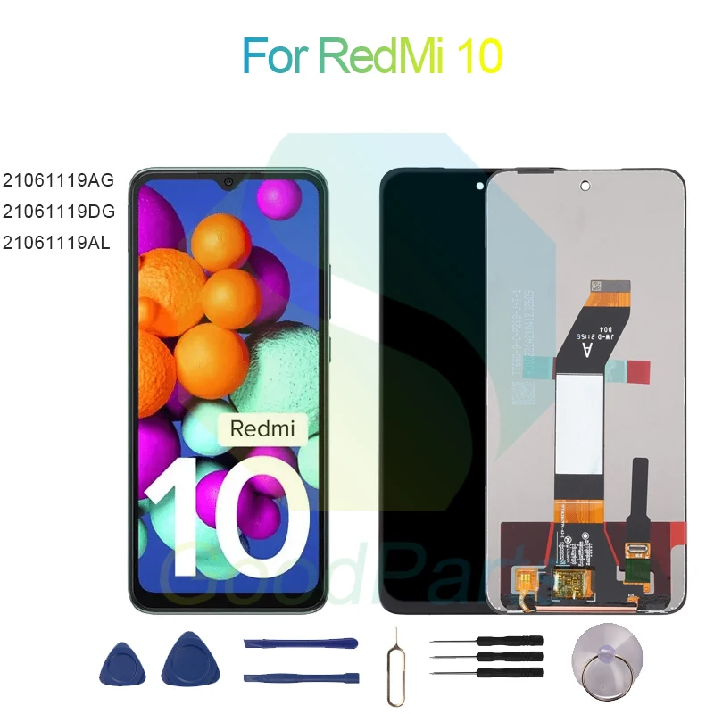 

ЖК-дисплей для RedMi 10, экран 6,5 дюйма, 21061119AG, 21061119DG, 21061119AL, для RedMi 10, сенсорный дигитайзер в сборе, замена