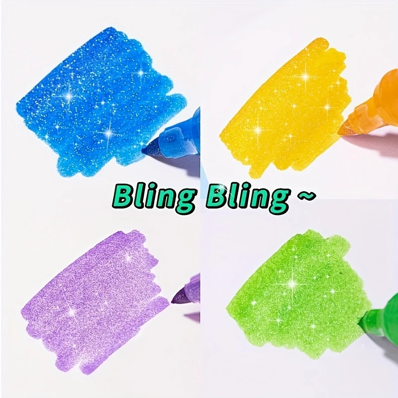 A doppia estremità bicolore penna glitterata set di marcatori Pennarelli luccicanti Penne da disegno per scrittura glitterata Natale Compleanno Fai da te Arte #4