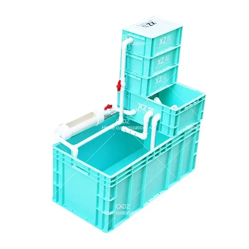 SS Turtle Tank with Filter Feeding Box Waterless Ecological Swamp Habitat Aquarium for Turtles Fish Breeding Container