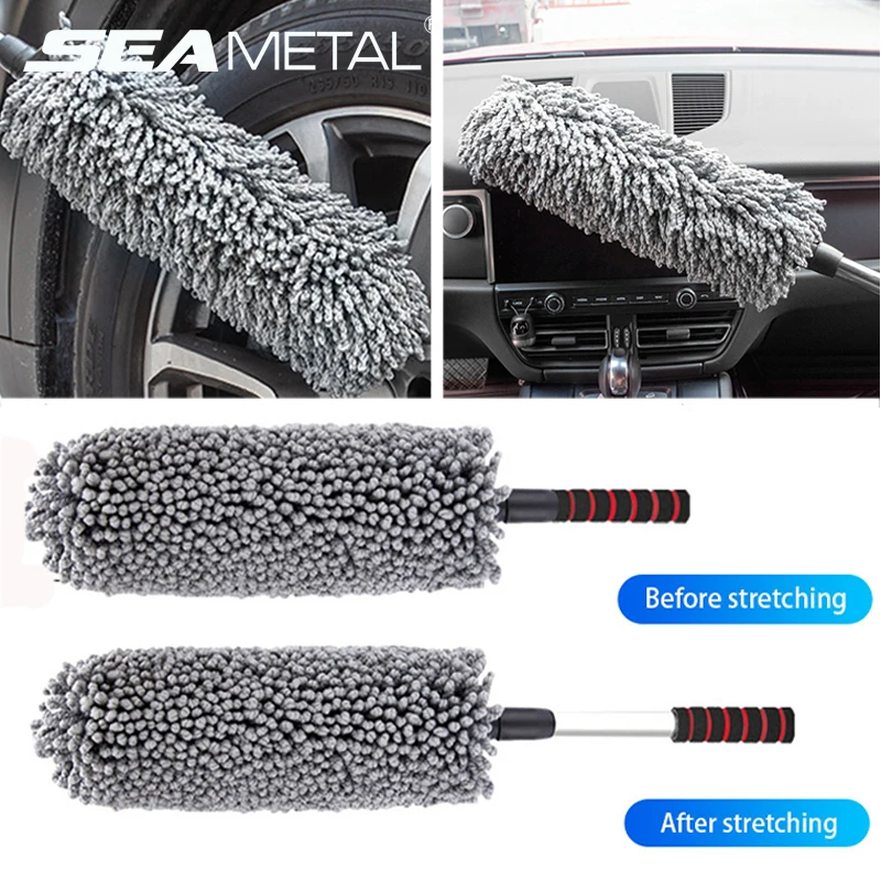 SEAMETAL Car Wash Brush Microfiber Tire Scrubber Multifunctional Telescopic Wheel Brush Trunk Dust Remover Car Cleaning Tools