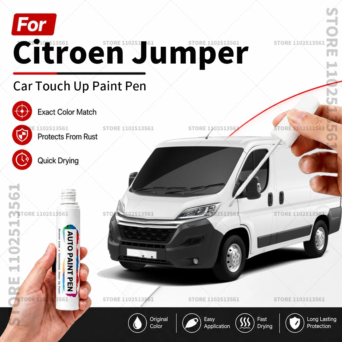 Automotive Paint Pen Car Scratch Remover Touch Up Repair Pen DIY Vehicle Paint Repair Tool Accessories For Citroen Jumper White