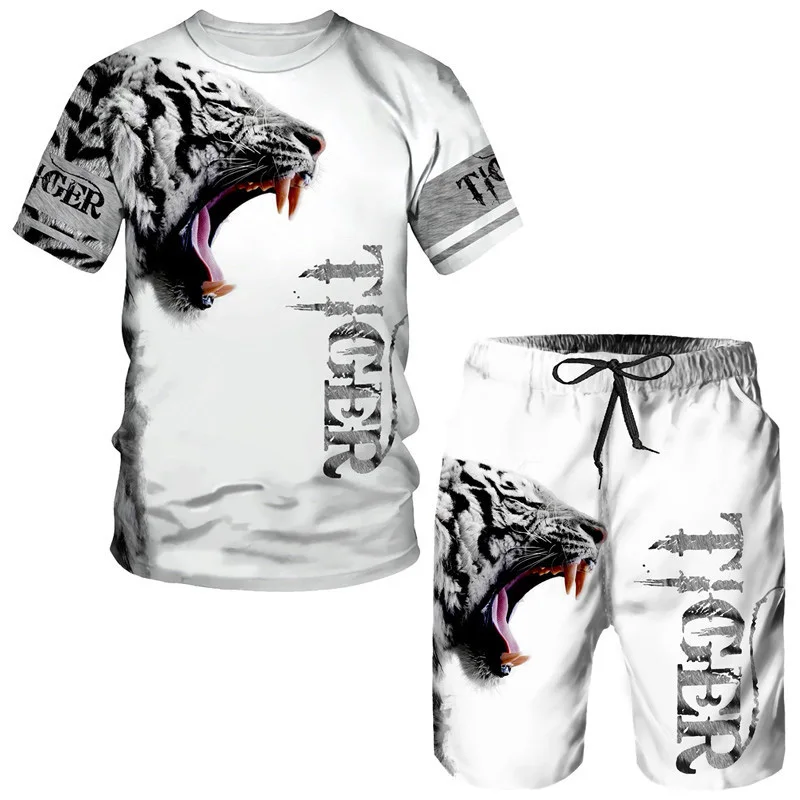 Sommer Mode Tiger 3D Druck T-Shirts Shorts Sets männer Trainingsanzüge Übergroßen Kurzarm T-shirt Hosen Set Mann Anzüge Kleidung