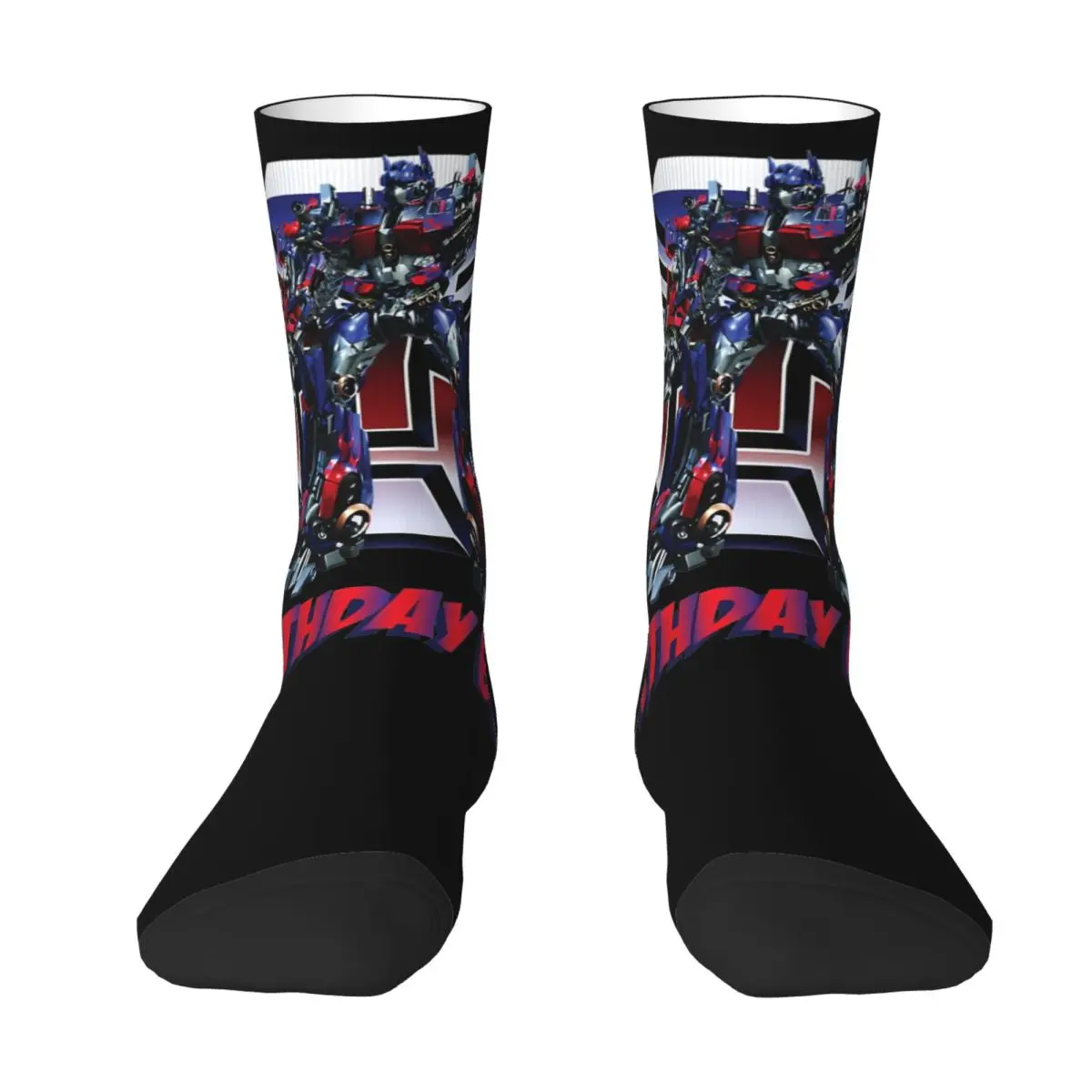 Optimus Prime Transformers Birthday Boy Theme Design Crew Socks Merch for Female Breathable Dress Socks