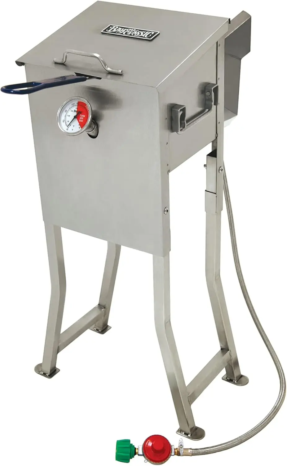 2.5-gal Stainless Bayou Fryer Freestanding or Table Top Includes Stainless Mesh Basket Fry Thermometer Drain Valve