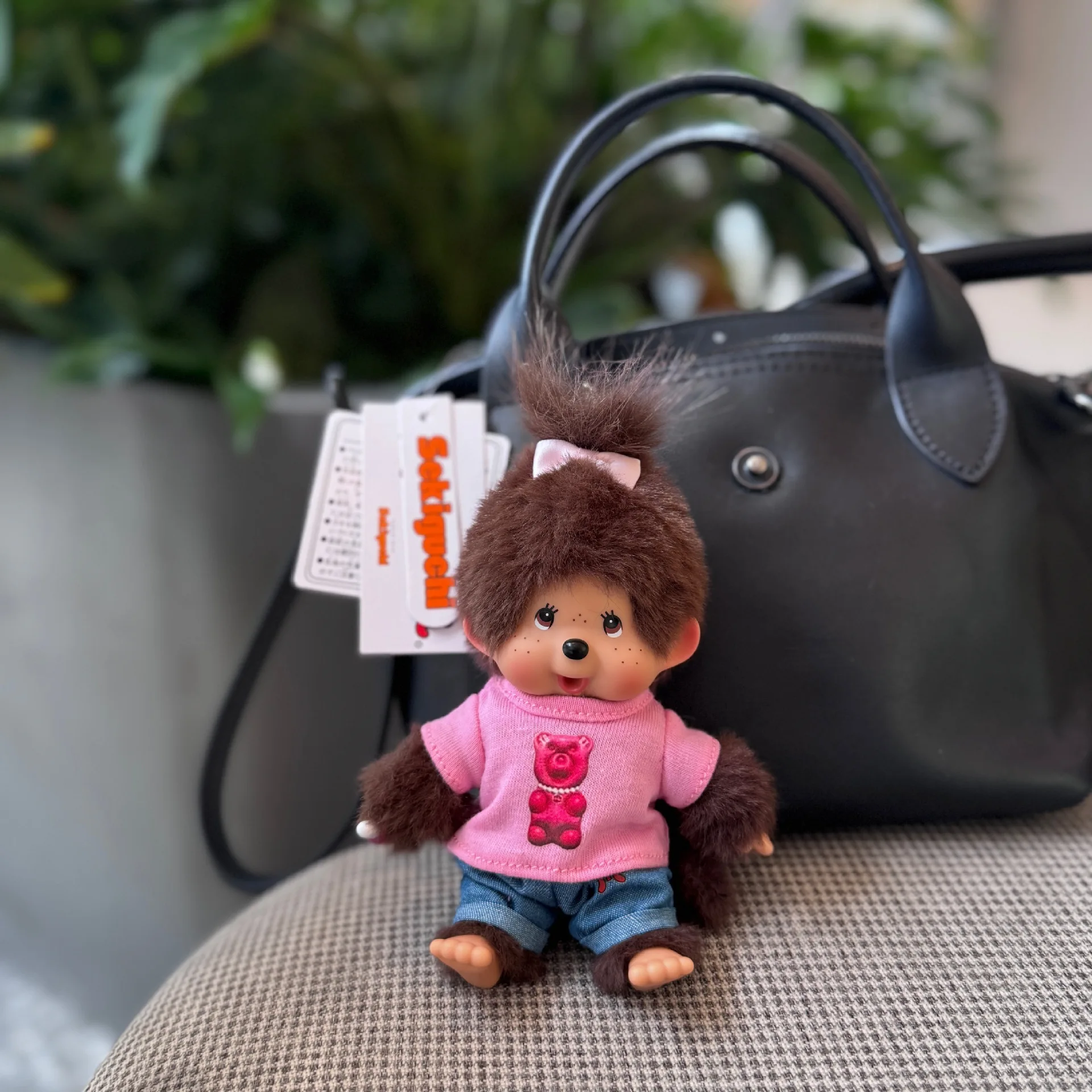 monchhichi Plush Keychains Colorful Cartoon Keyring Standing Plush Doll Backpack Ornament Anime Merchandise Graduation Gift 몬치치