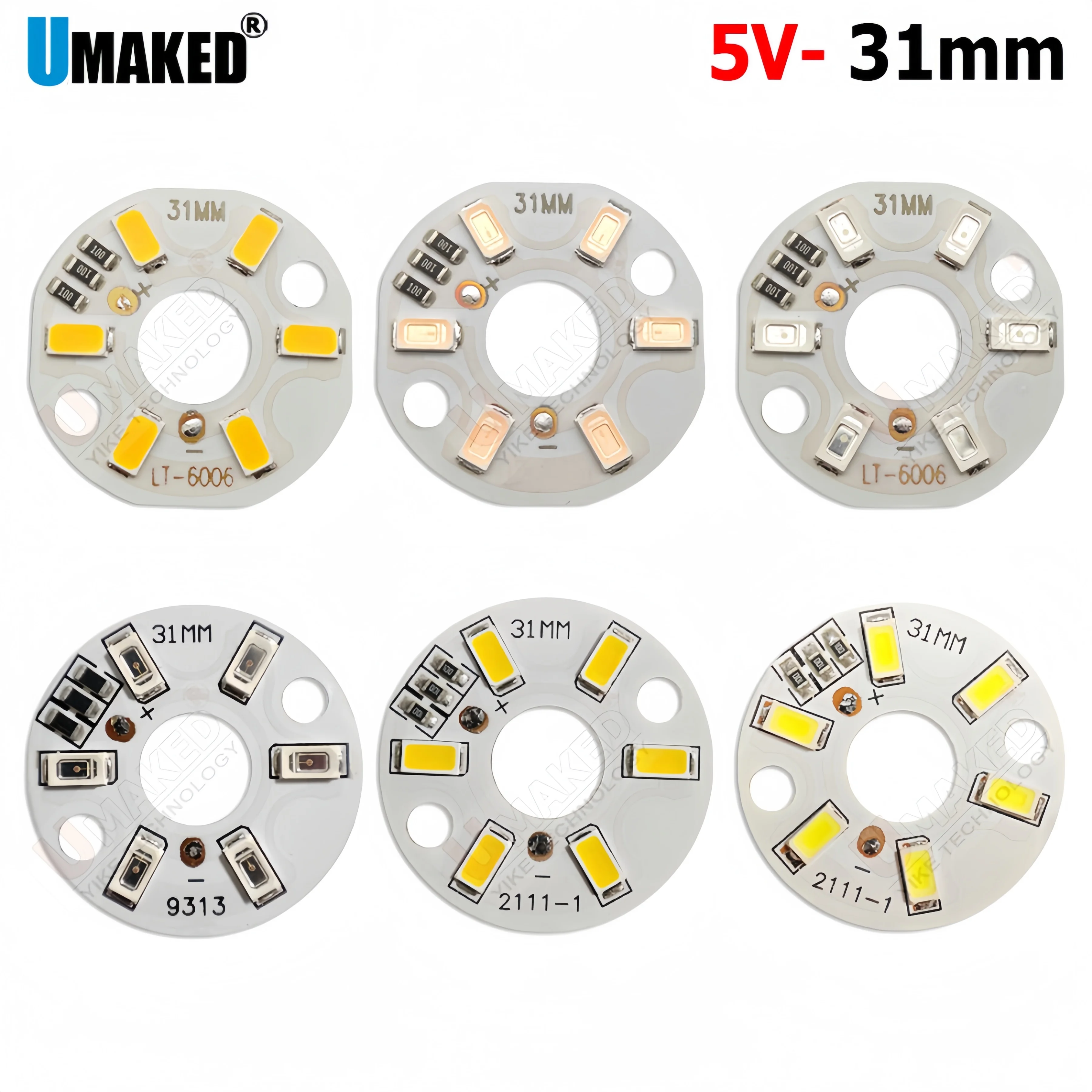 10pcs DC5V 31mm led SMD Lamp Plate source Warm white red blue green lamp panel,table lamp source 5V not need driver night light
