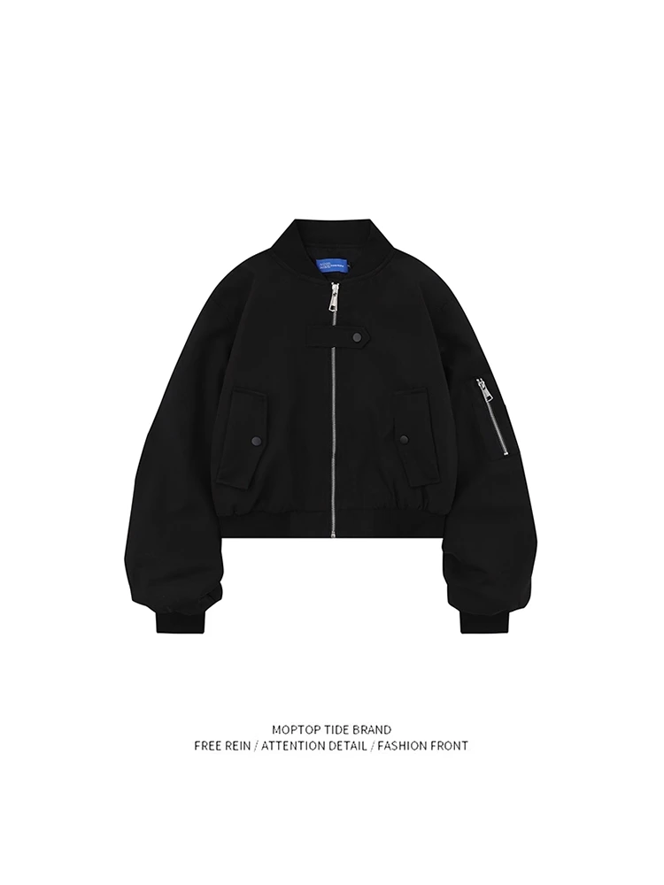 Loose Unisex Spring Autumn Baseball Jacket Pilot Coat Couple Matching Short Outerwear Women's Men's Stylish Brown Flight Jacket
