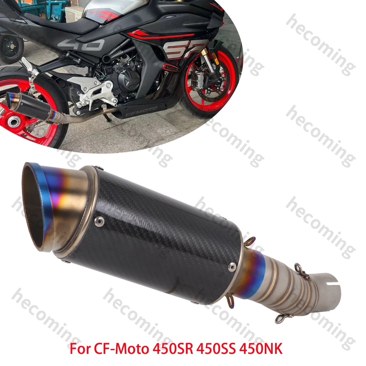 

Exhaust Muffler Link Mid Pipe Slip On For CF-Moto 450SR 450SS 450NK 2022-2024 Motorcycle Exhaust System 450sr Carbon Muffler