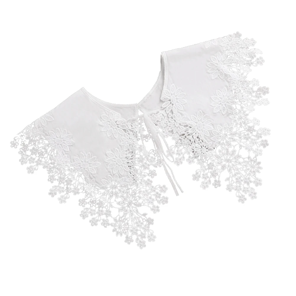 

1pc Lace Shawl Collar Decor Charming Women Clothes Accessory Soft Lightweight Fake Collar For Shirts T-Shirts Elegant Neckline