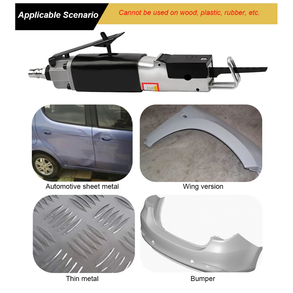 Air Body Saw Aluminum Alloy Hacksaw Cutting Tool Strong Power Blade Cutter Straight and Scroll Cut Car Sheet Metal Cutting Saw