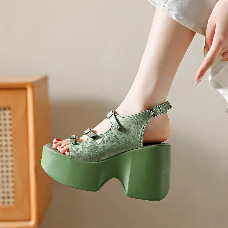 

Summer Trip Strap High-heeled Sandals for Women's Fashion Fairy Style Roman Sandals Korean Version Sexy High-heeled Sandals New