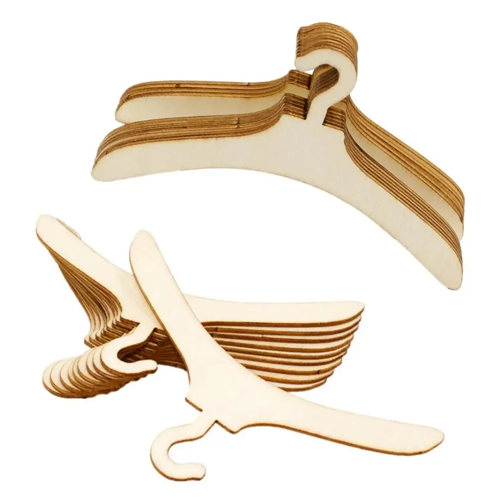 10 szt. Drewniane wieszaki na ubrania Domowe rękodzieło Gładki płaszcz ganizer Zabawki dla dzieci Prezent Meble do zabawy