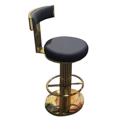 Counter Height Bar Stools with Back, Modern Adjustable Height and Swivel Barstools, Black and Gold Bar Chair for Kitchen Island