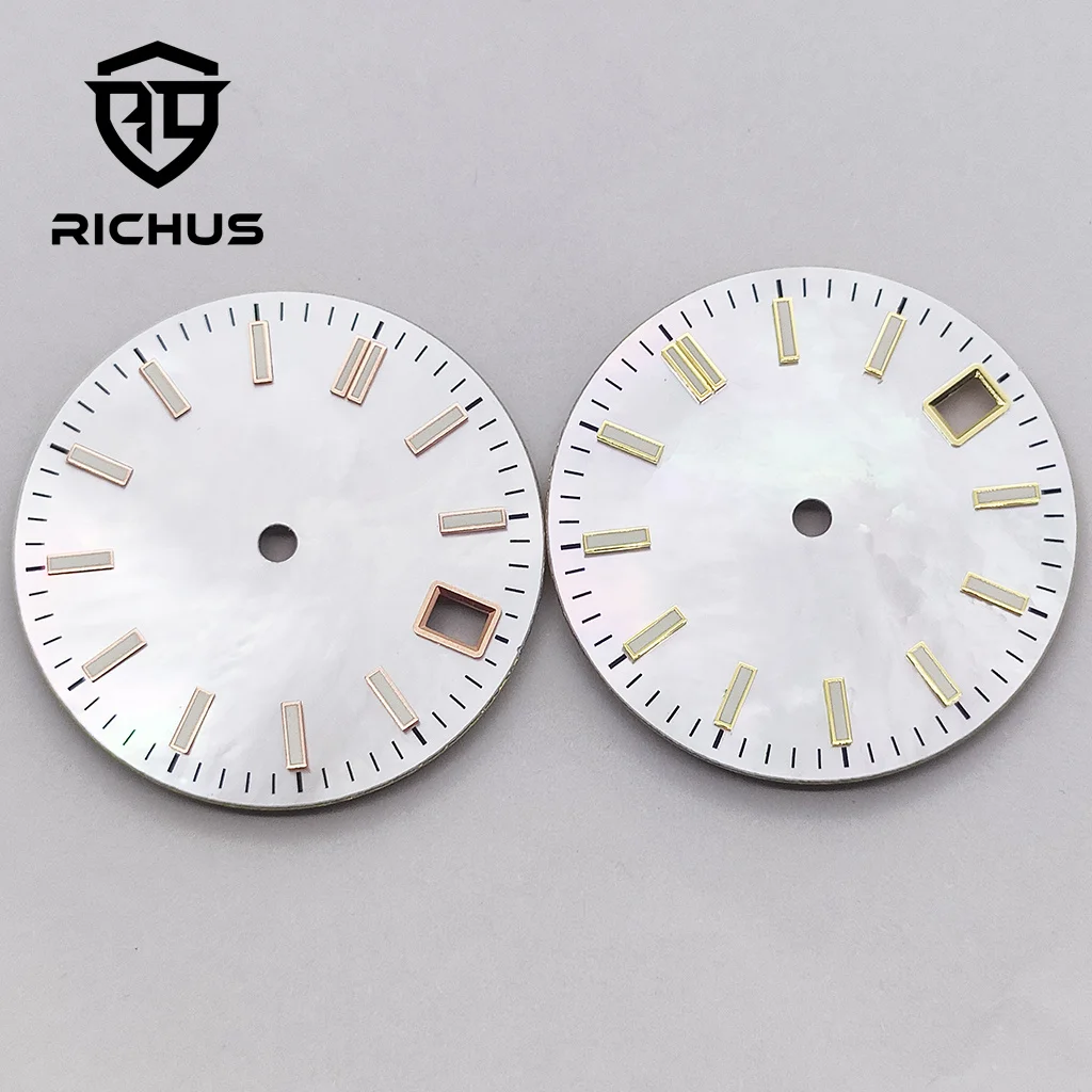 Циферблат часов RICHUS 28,5 мм, зеленый светящийся, подходит для NH34, NH35, NH36, аксессуары для часов с механизмом