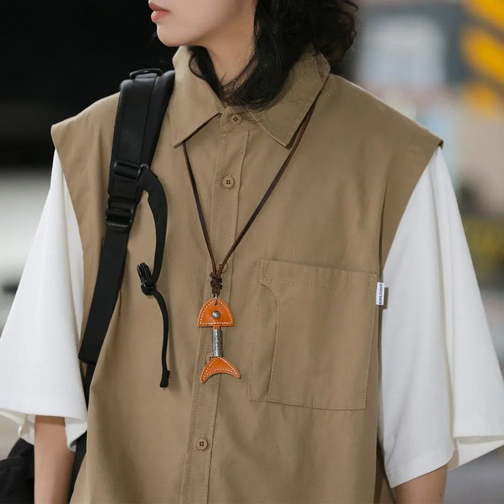 

Ele Original Fibone Sweater Chain Leather Rope Nelace Sli mat Design Quali Crtsmanip ex Faion