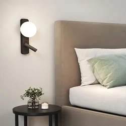 Modern LED Wall Light with Switch Adjustable Spotlight Glass Wall Sconce Lamp for Hotel Bedroom Bedside Light Fixture Wall Decor