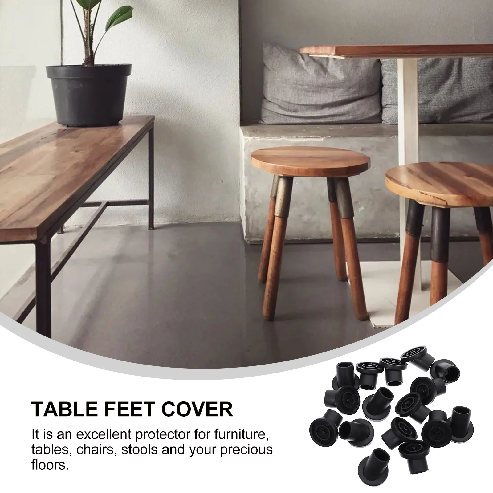 

20pcs Furniture Leg Protectors Chair Leg Caps Non-Slip Tilted Covers For Stool Table Rubber Chair Foot Covers Hardwood Floor